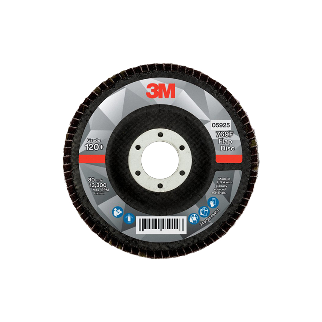 Disco Flap 3M™ 769F Tipo 29 (05925), Grano 120, 4 1/2" x 7/8"