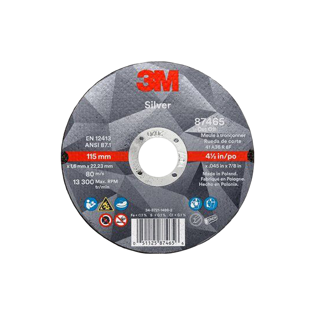 Disco de Corte 3M™ Silver 87465 Tipo 27, 4 1/2" x 0.045" x 7/8"