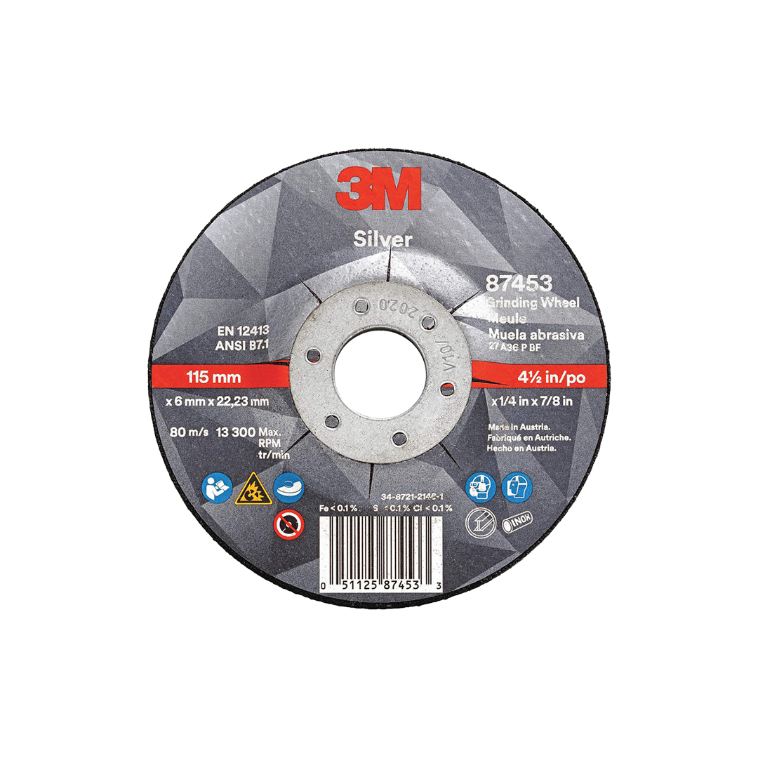Disco de Desbaste 3M™ Silver para Metales 87453, 4 1/2" x 1/4" x 7/8"